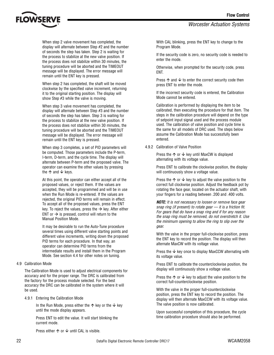 Worcester actuation systems | Flowserve DRC-17 User Manual | Page 22 / 28