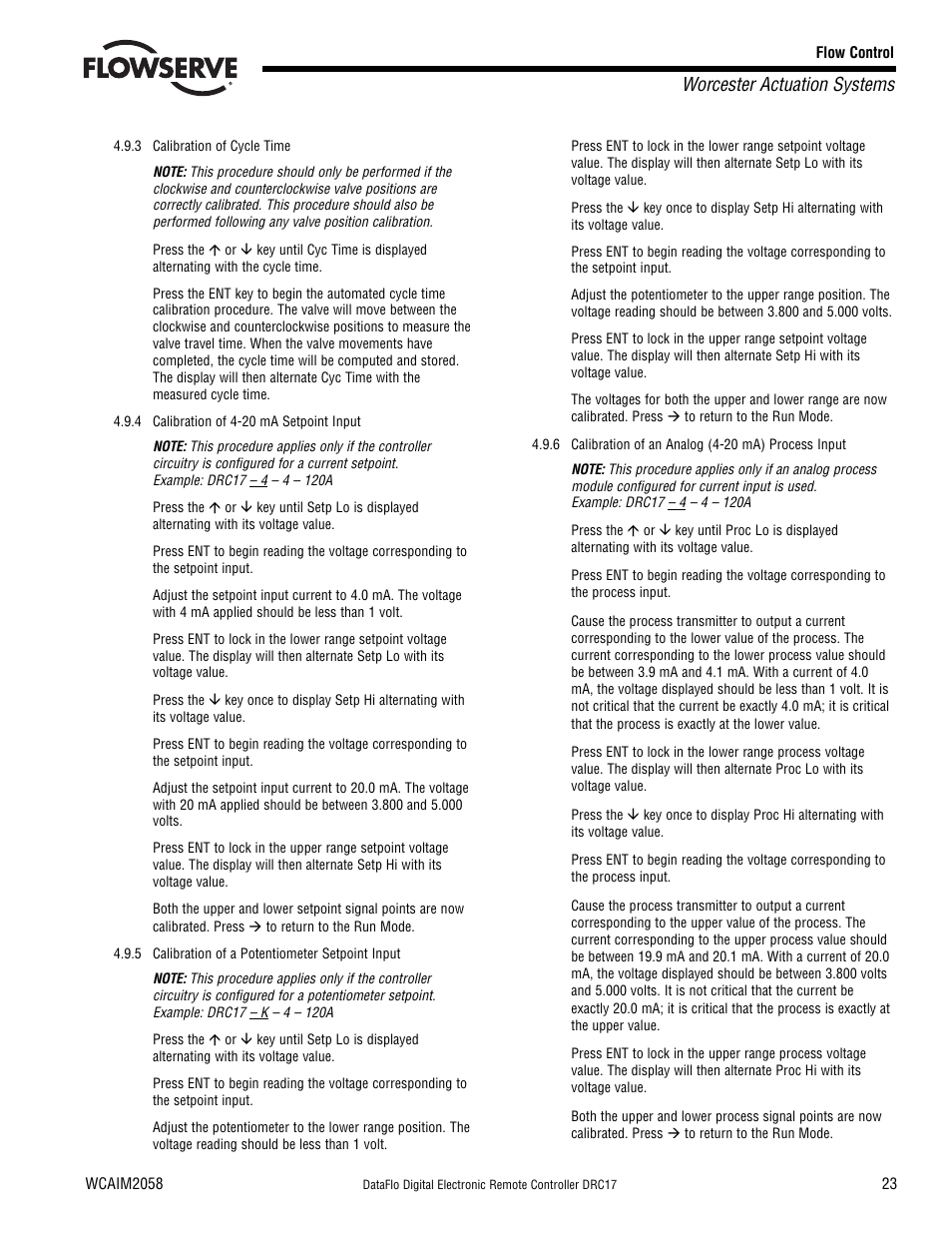Worcester actuation systems | Flowserve DRC-17 User Manual | Page 23 / 28