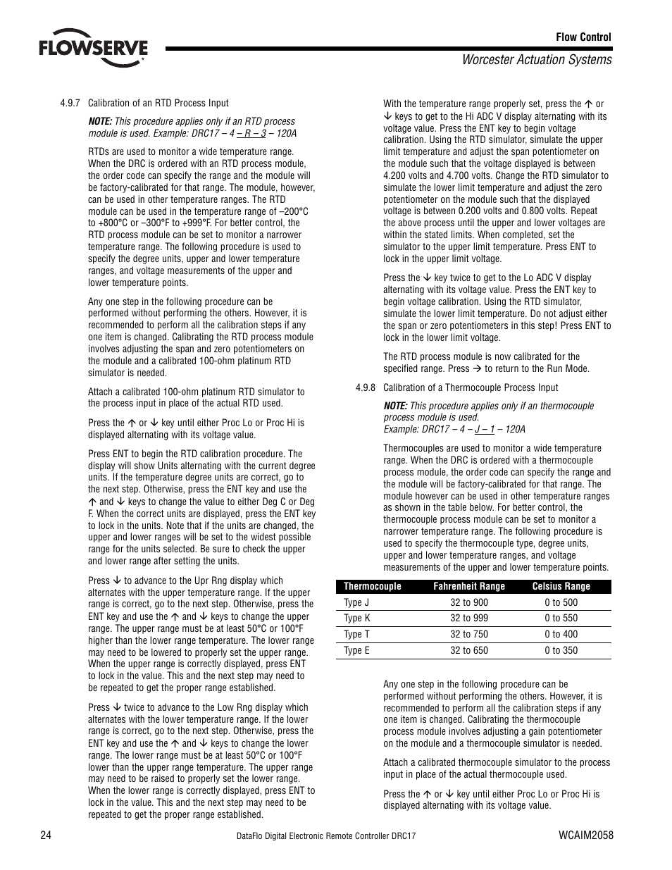 Worcester actuation systems | Flowserve DRC-17 User Manual | Page 24 / 28