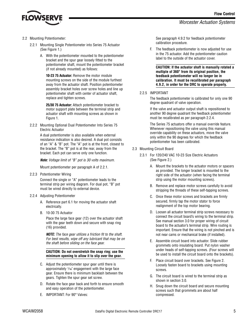 Worcester actuation systems | Flowserve DRC-17 User Manual | Page 5 / 28