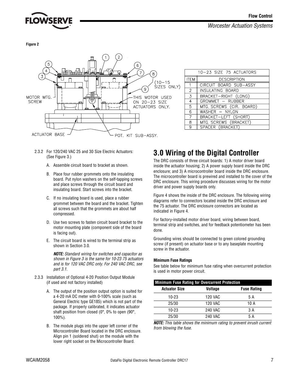 0 wiring of the digital controller, Worcester actuation systems | Flowserve DRC-17 User Manual | Page 7 / 28