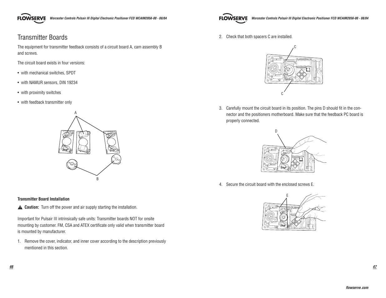 Transmitter boards | Flowserve Pulsair III Digital User Manual | Page 24 / 32