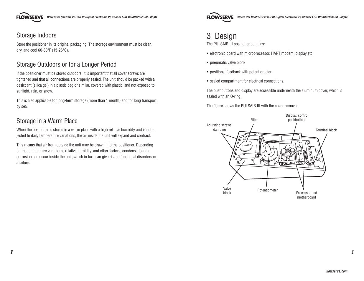 3 design, Storage indoors, Storage outdoors or for a longer period | Storage in a warm place | Flowserve Pulsair III Digital User Manual | Page 4 / 32