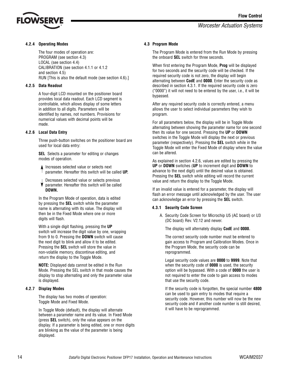 Worcester actuation systems | Flowserve DFP17 User Manual | Page 14 / 32