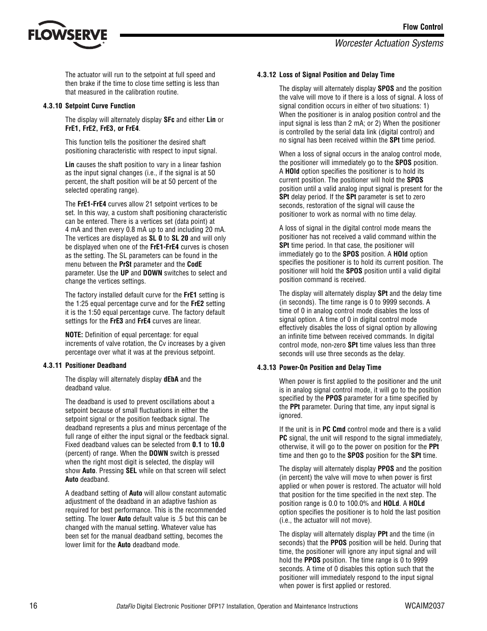 Worcester actuation systems | Flowserve DFP17 User Manual | Page 16 / 32