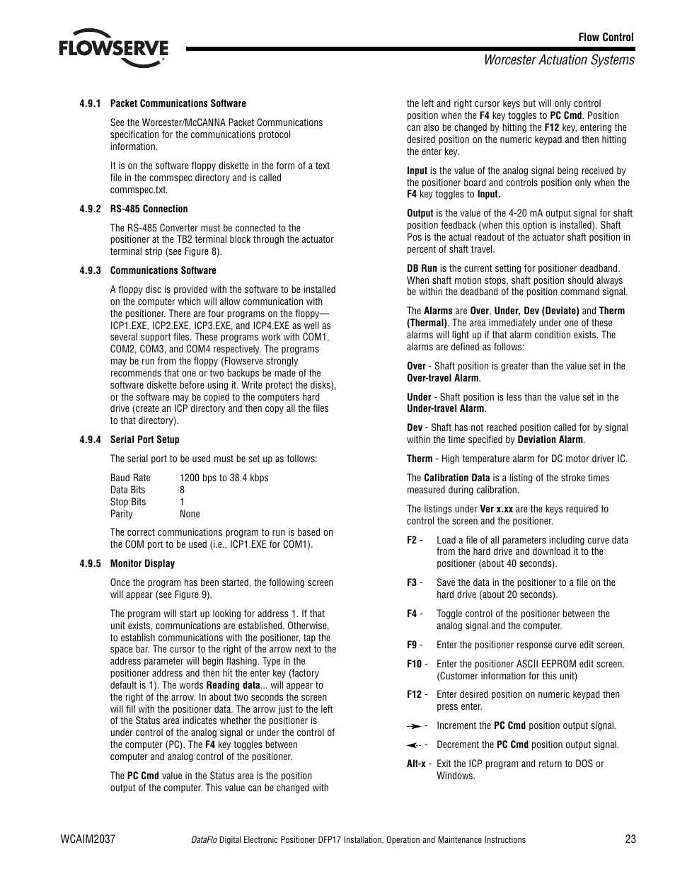 Worcester actuation systems | Flowserve DFP17 User Manual | Page 23 / 32