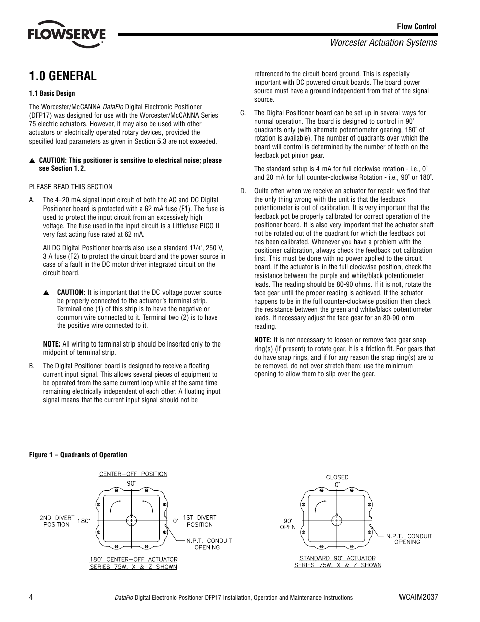 0 general, Worcester actuation systems | Flowserve DFP17 User Manual | Page 4 / 32
