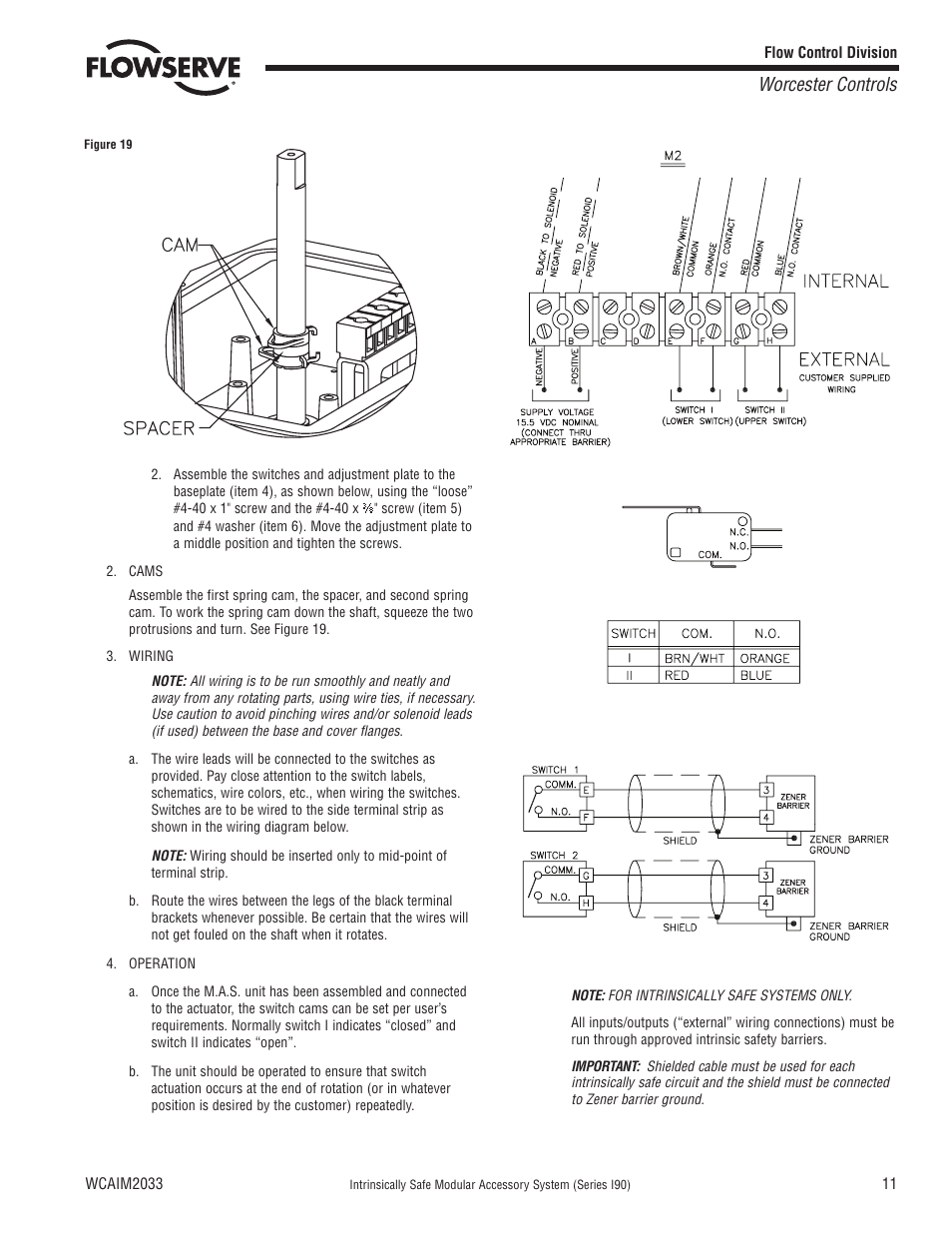 Worcester controls | Flowserve I90 Series Intrinsically Safe Modular Accessory System User Manual | Page 11 / 16