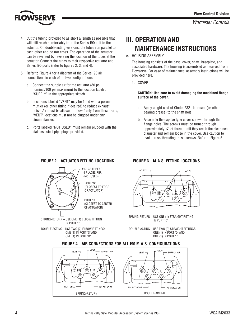 Iii. operation and maintenance instructions, Worcester controls | Flowserve I90 Series Intrinsically Safe Modular Accessory System User Manual | Page 4 / 16