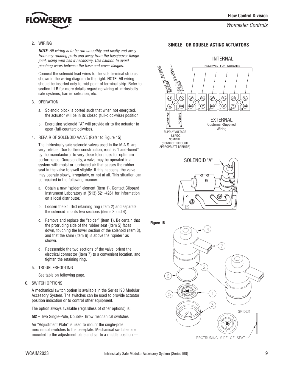 Worcester controls | Flowserve I90 Series Intrinsically Safe Modular Accessory System User Manual | Page 9 / 16