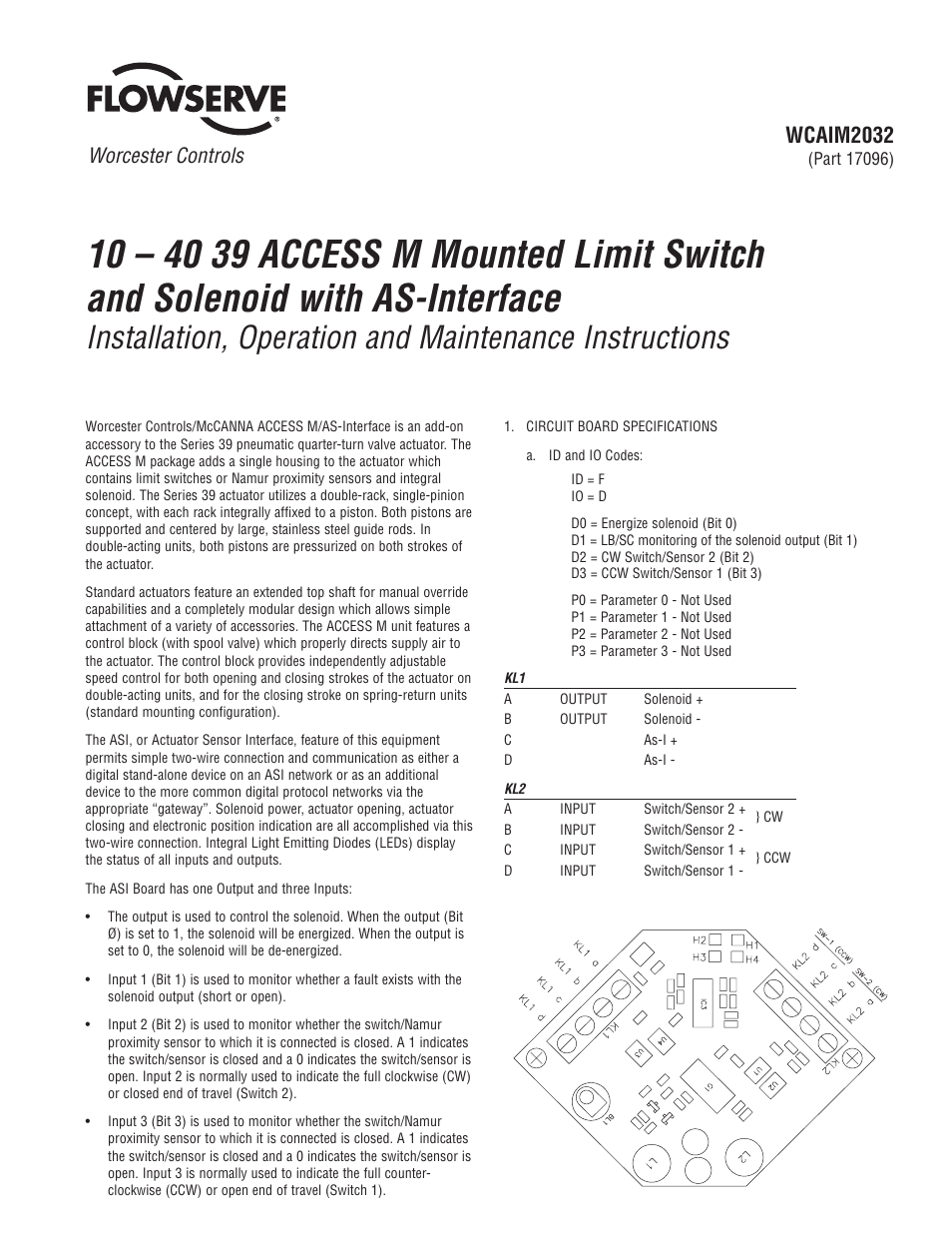 Flowserve 10–40 39 ACCESS M Mounted Limit Switch User Manual | 8 pages