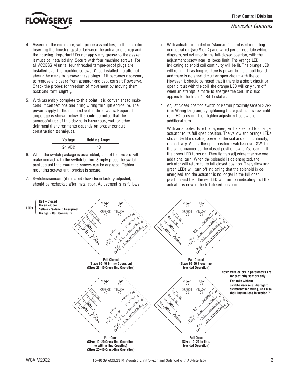 Worcester controls | Flowserve 10–40 39 ACCESS M Mounted Limit Switch User Manual | Page 3 / 8