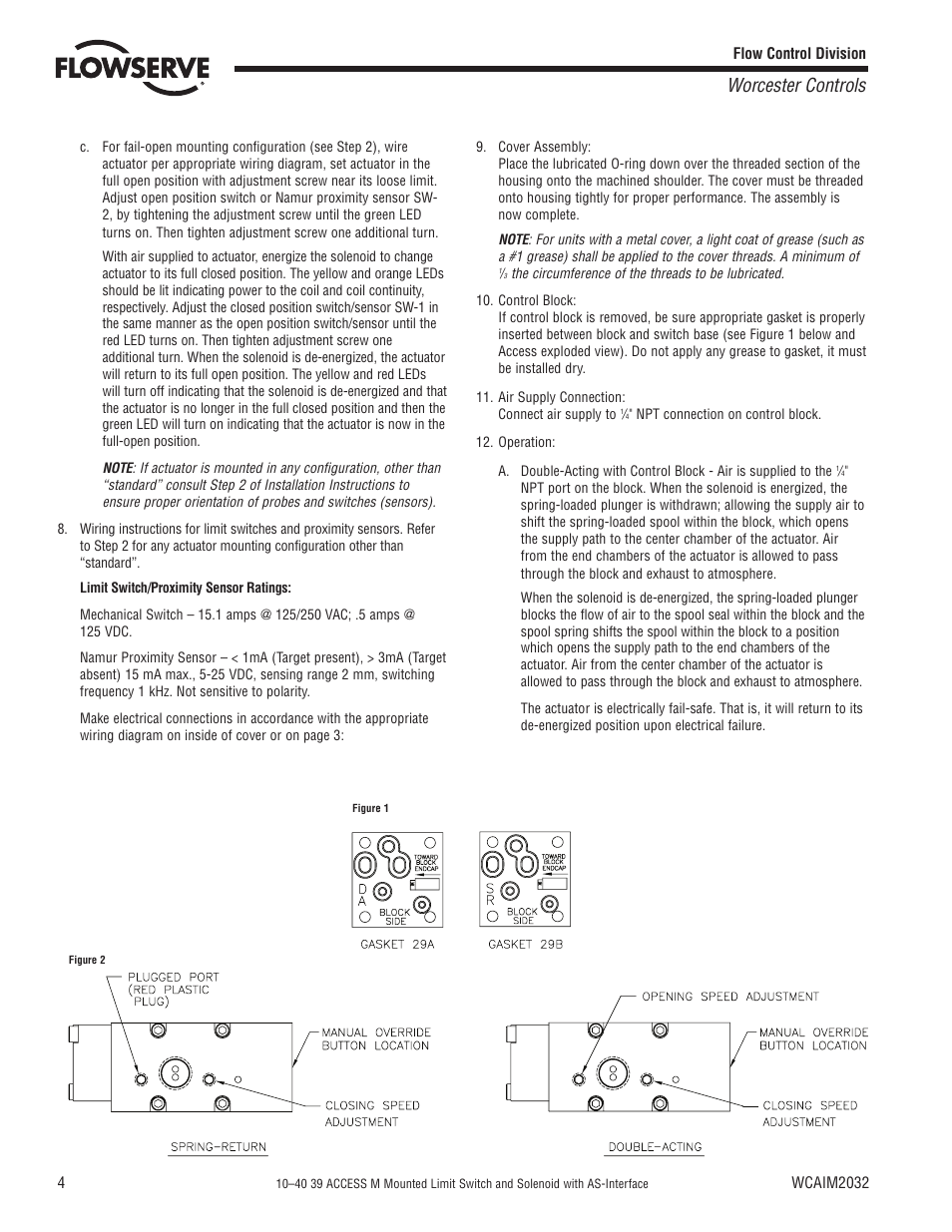 Worcester controls | Flowserve 10–40 39 ACCESS M Mounted Limit Switch User Manual | Page 4 / 8