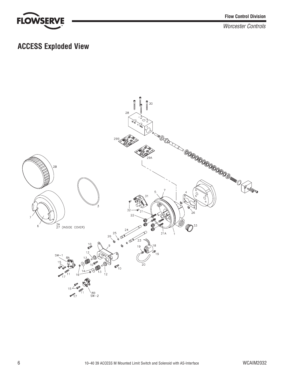 Access exploded view | Flowserve 10–40 39 ACCESS M Mounted Limit Switch User Manual | Page 6 / 8