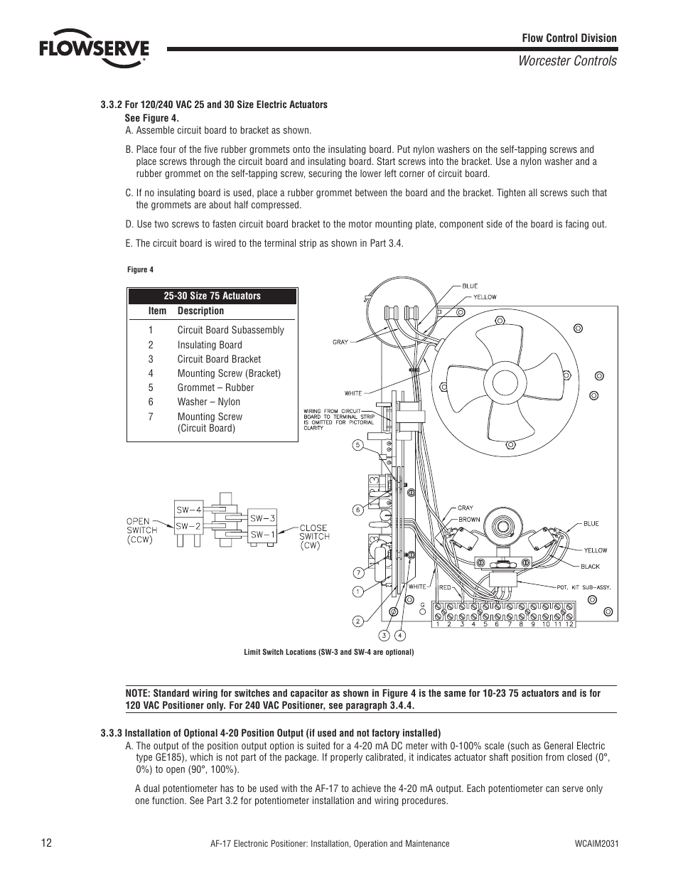 Worcester controls | Flowserve AF-17 Electronic Positioner User Manual | Page 12 / 28