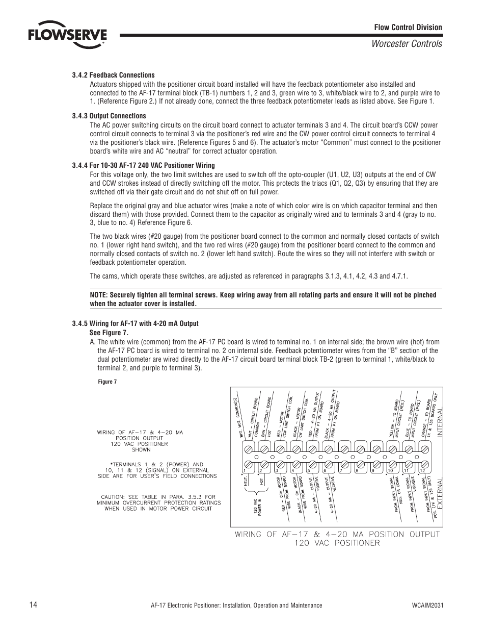 Worcester controls | Flowserve AF-17 Electronic Positioner User Manual | Page 14 / 28