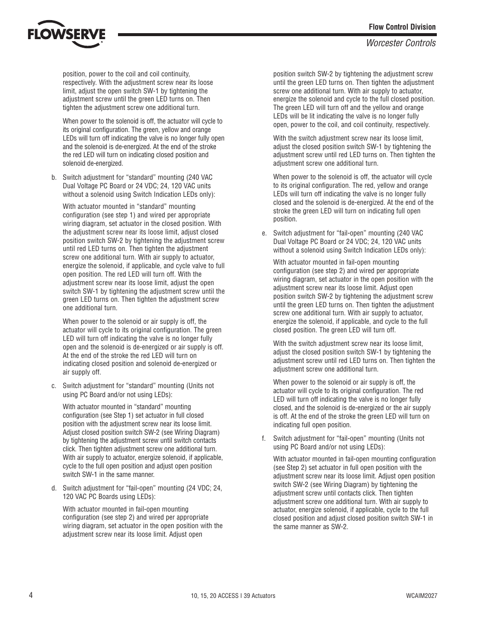 Worcester controls | Flowserve 10 ACCESS I 39 Actuators User Manual | Page 4 / 16