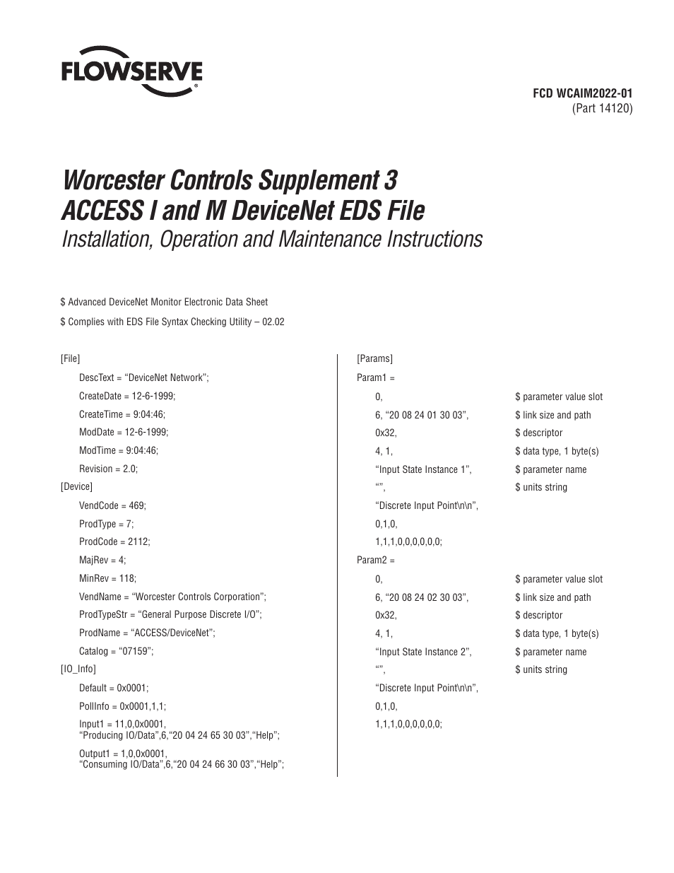 Flowserve Worcester Controls Supplement 3 ACCESS I User Manual | 4 pages