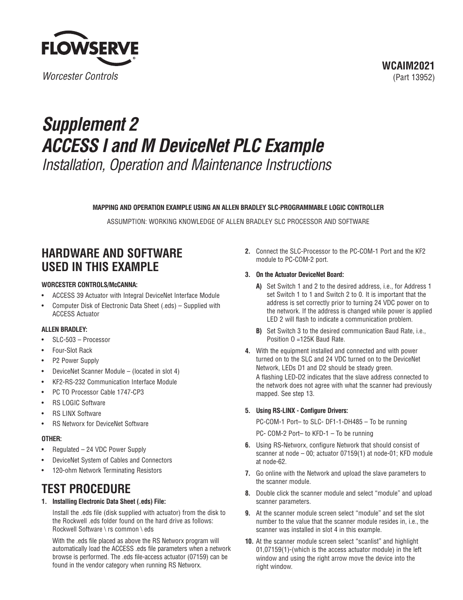 Flowserve Supplement 2 ACCESS I User Manual | 2 pages