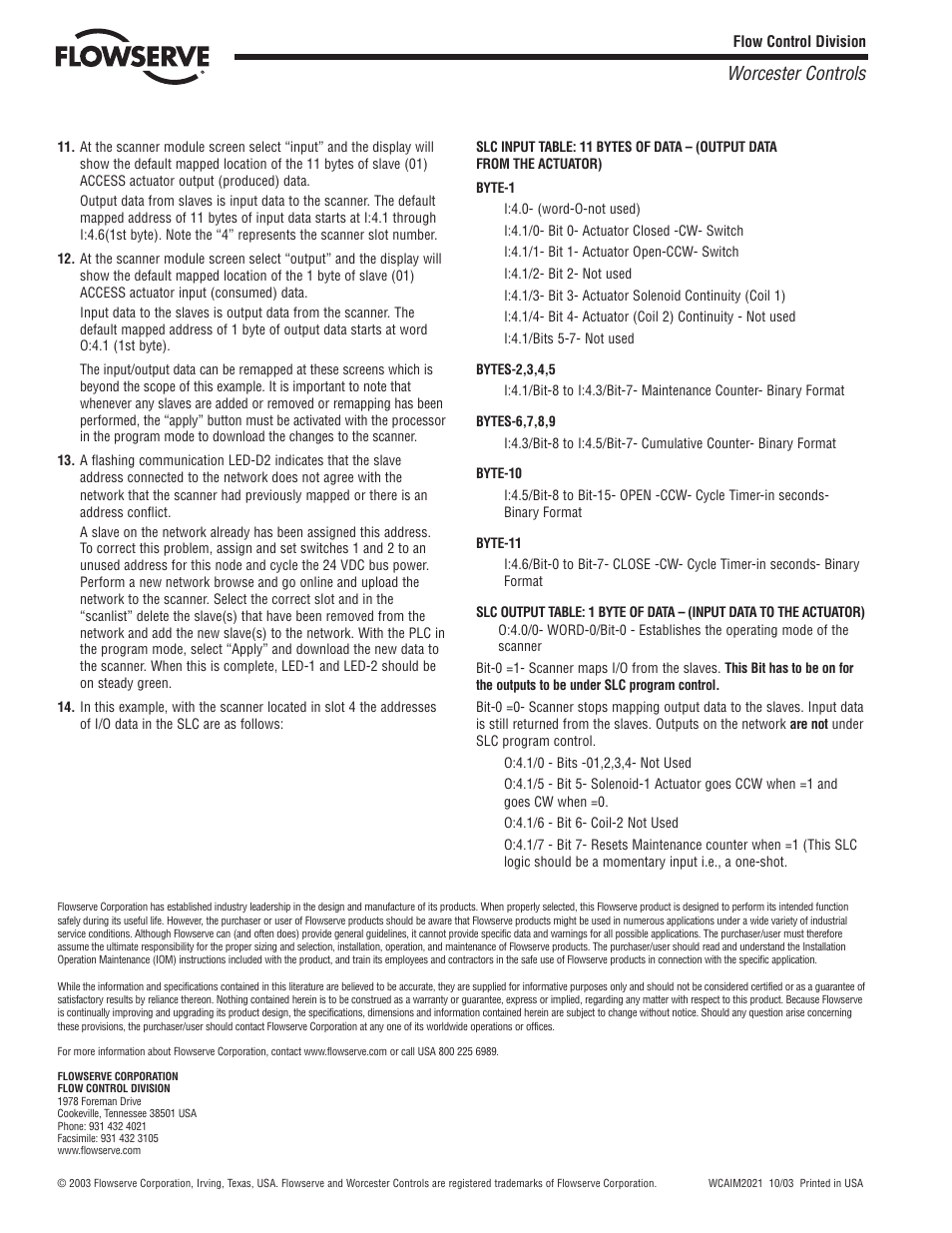 Worcester controls | Flowserve Supplement 2 ACCESS I User Manual | Page 2 / 2
