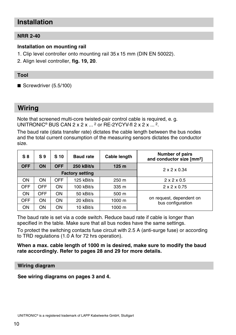 Wiring, Installation | Flowserve NRR 2-40 User Manual | Page 10 / 36