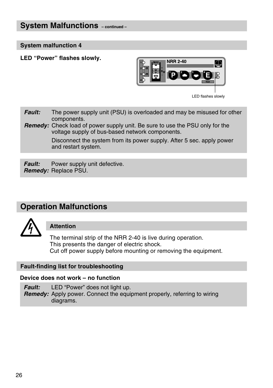 System malfunctions, Operation malfunctions | Flowserve NRR 2-40 User Manual | Page 26 / 36