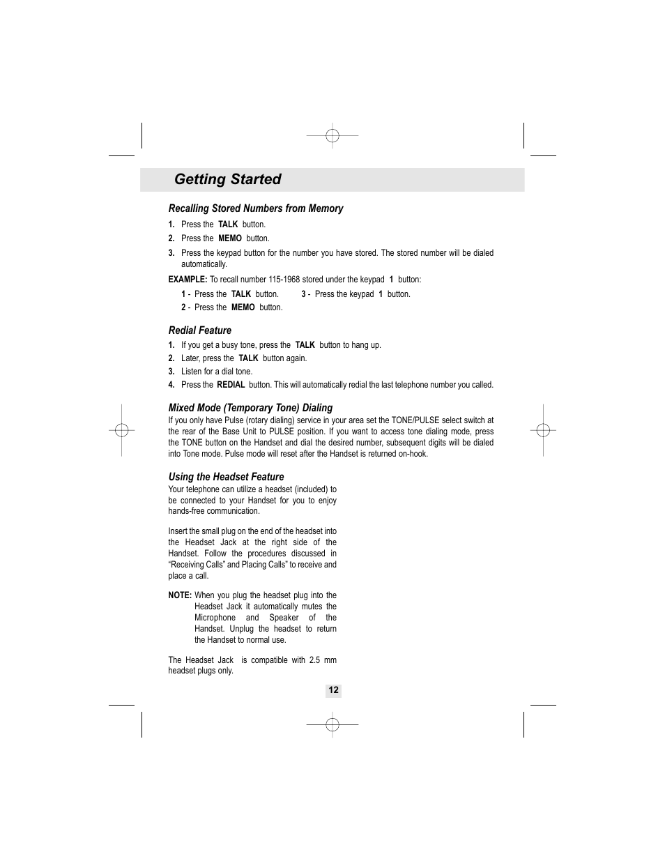 Getting started | Curtis TC972 User Manual | Page 13 / 19