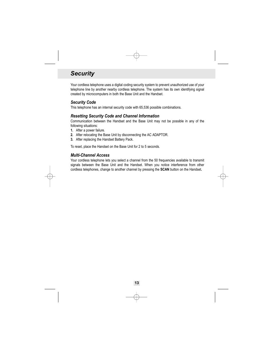 Security | Curtis TC972 User Manual | Page 14 / 19