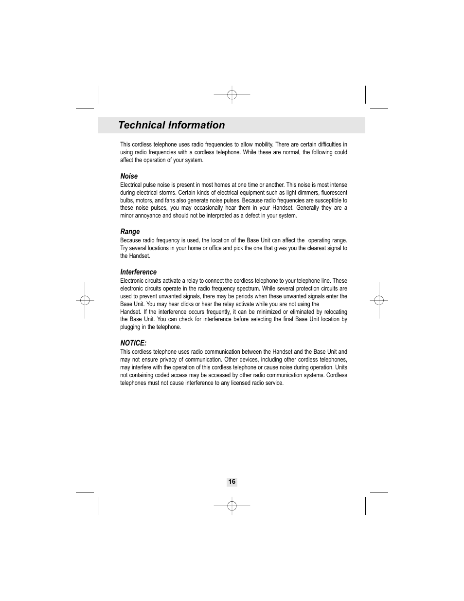 Technical information | Curtis TC972 User Manual | Page 17 / 19