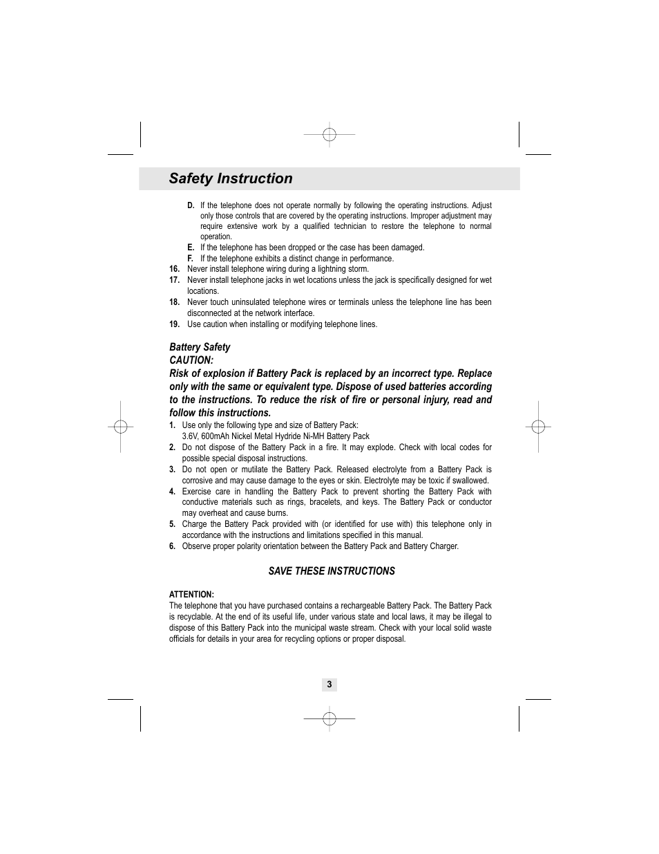 Safety instruction | Curtis TC972 User Manual | Page 4 / 19