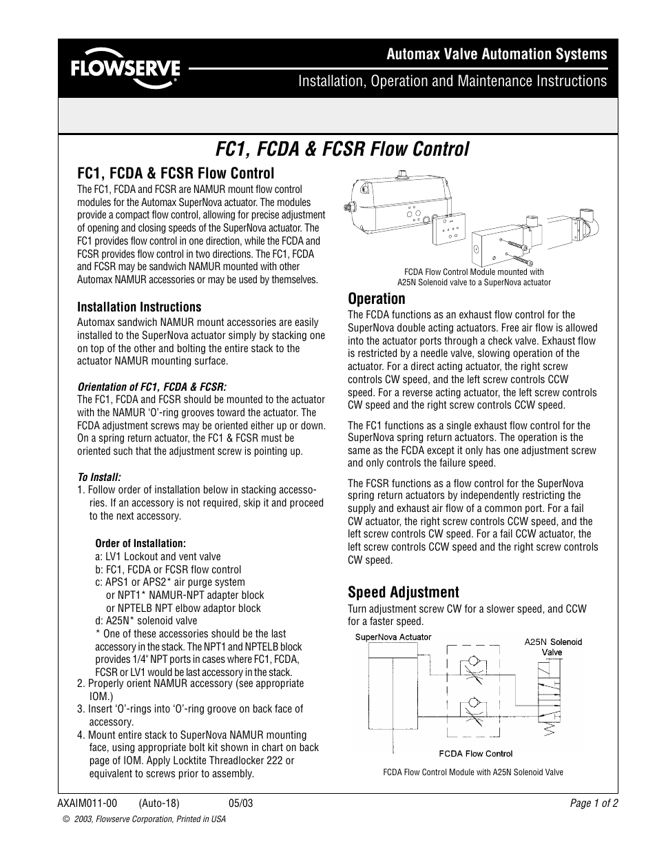 Flowserve FC1 Flow Control User Manual | 2 pages