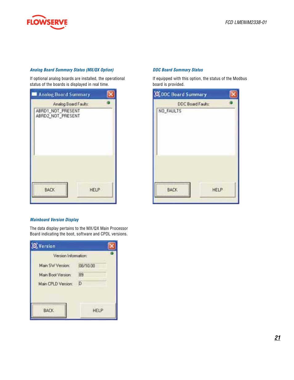 Flowserve MX Dashboard
 Limitorque User Manual | Page 21 / 28