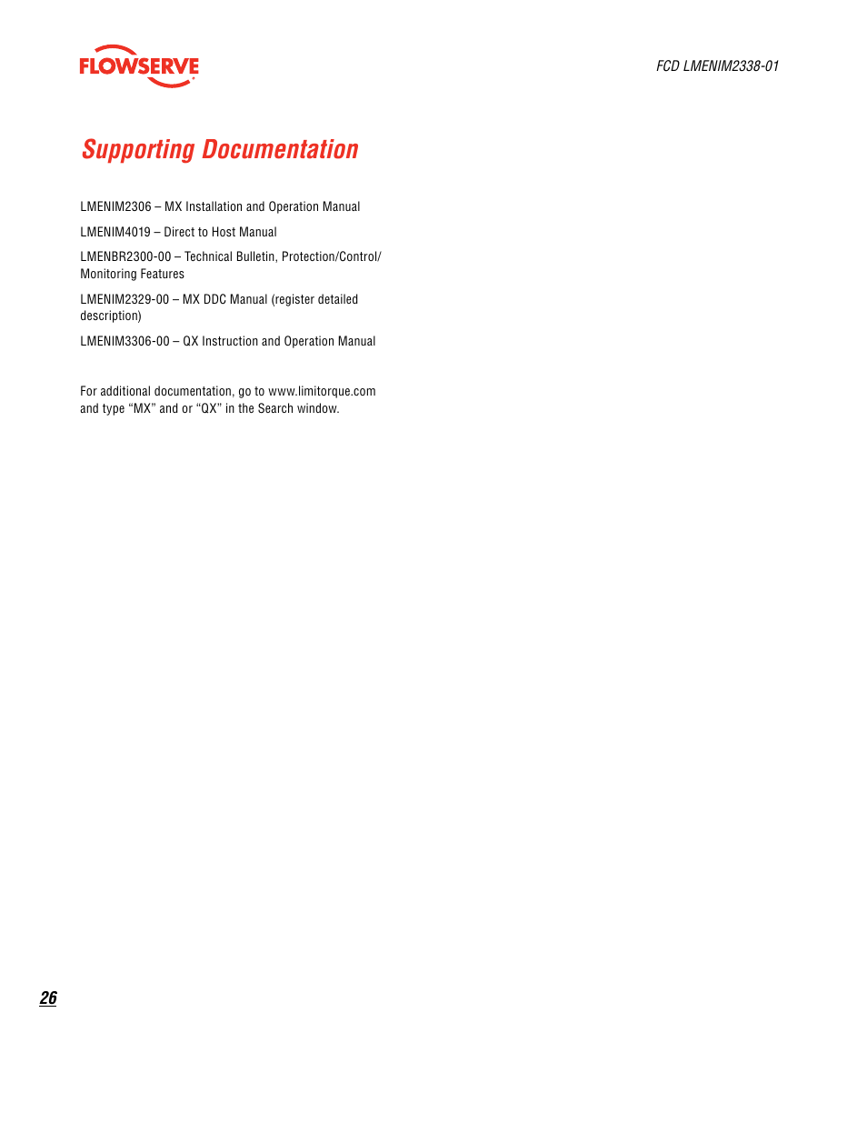 Supporting documentation | Flowserve MX Dashboard
 Limitorque User Manual | Page 26 / 28