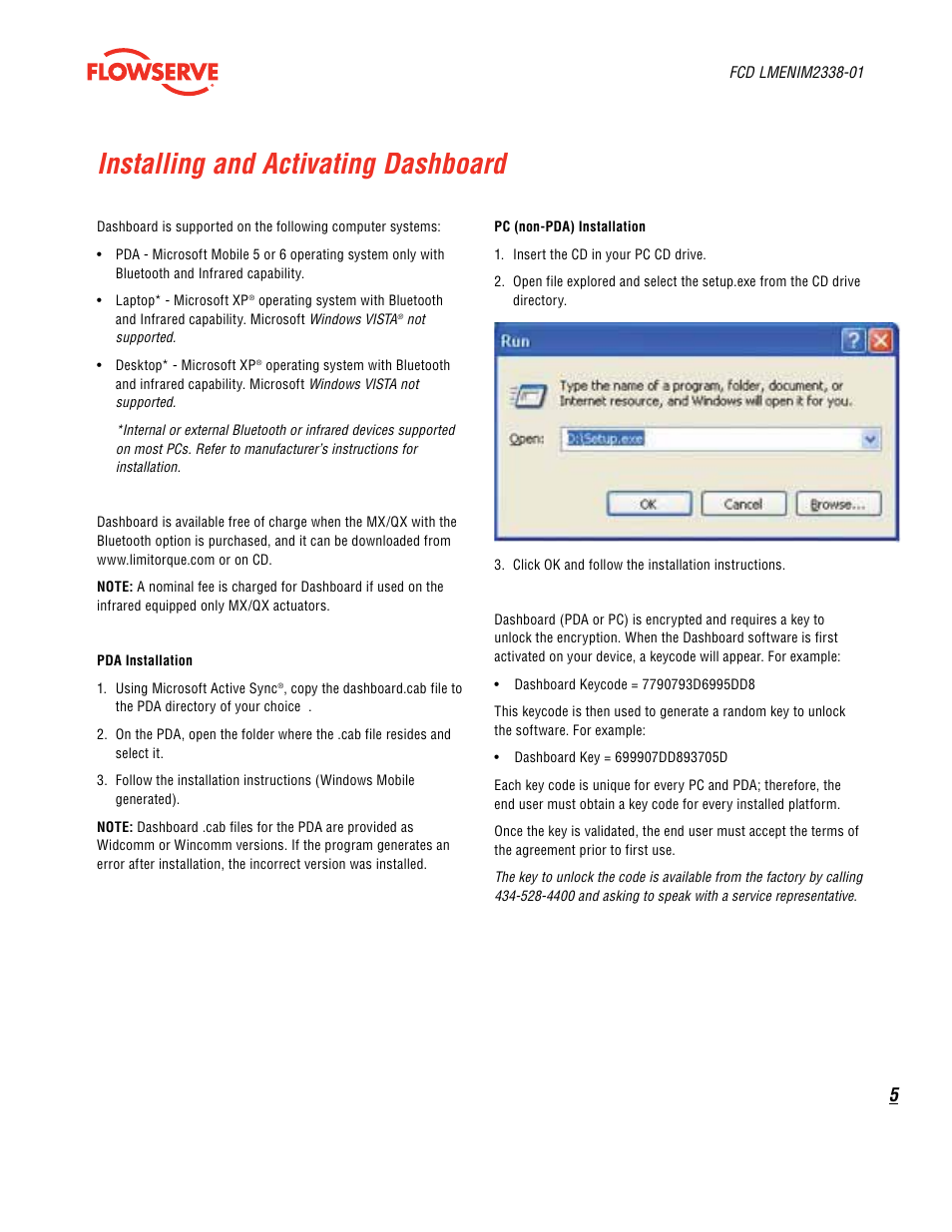 Installing and activating dashboard | Flowserve MX Dashboard
 Limitorque User Manual | Page 5 / 28