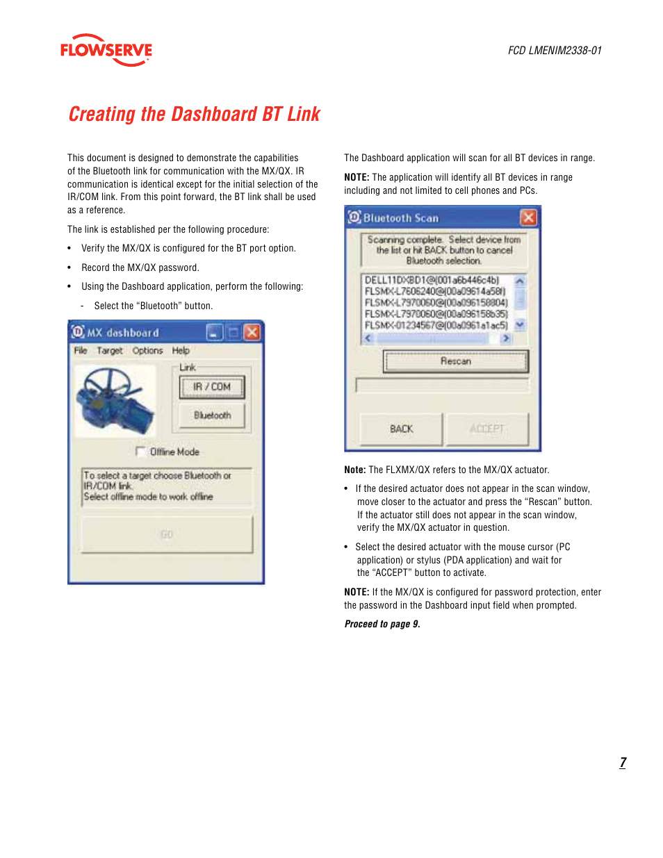 Creating the dashboard bt link | Flowserve MX Dashboard
 Limitorque User Manual | Page 7 / 28