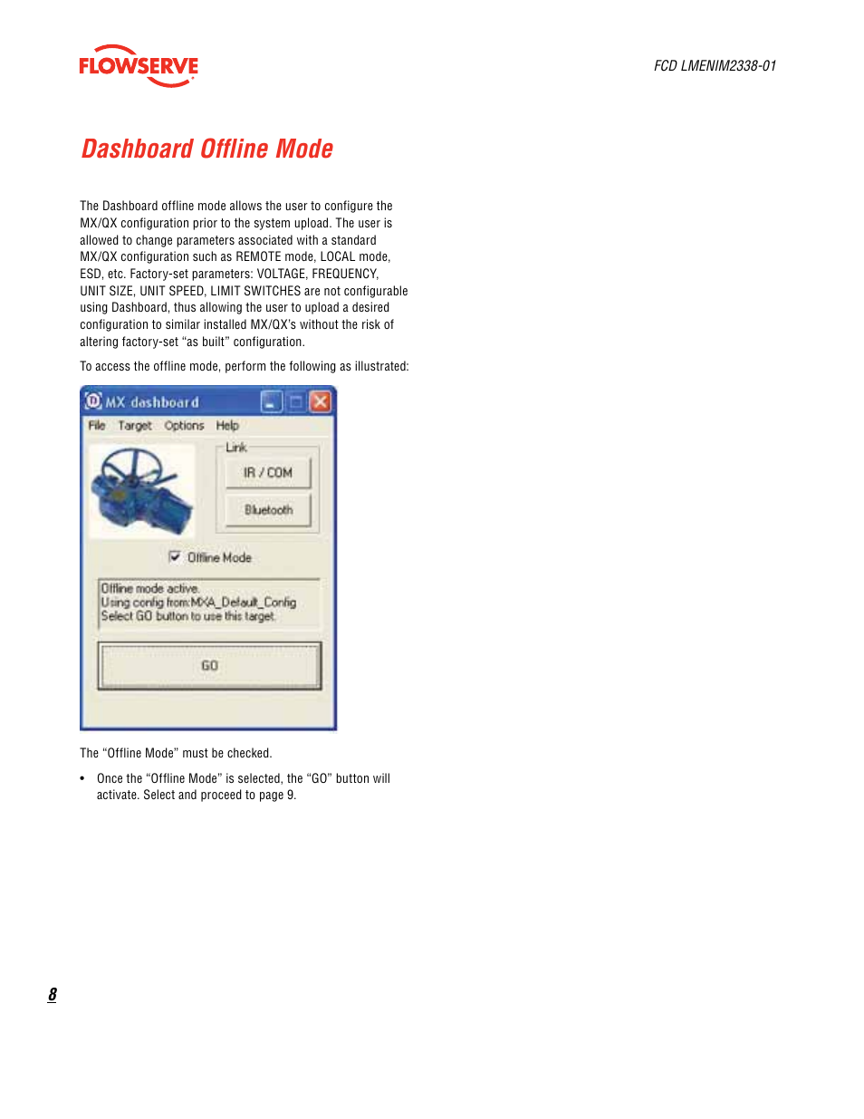 Dashboard offline mode | Flowserve MX Dashboard
 Limitorque User Manual | Page 8 / 28