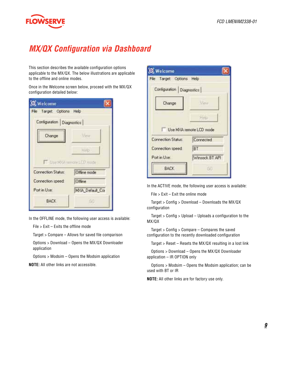 Mx/qx configuration via dashboard | Flowserve MX Dashboard
 Limitorque User Manual | Page 9 / 28