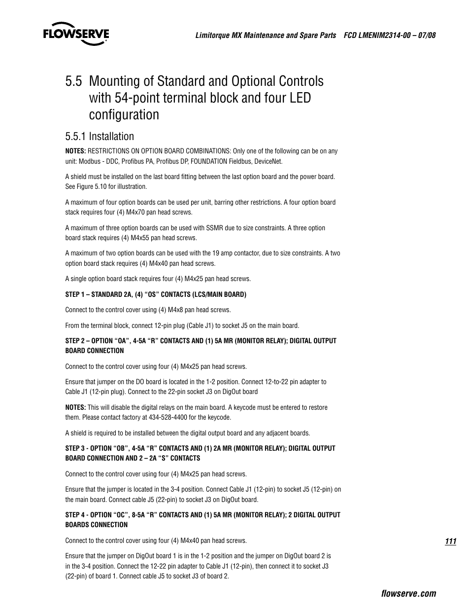 1 installation | Flowserve MX
 Limitorque User Manual | Page 119 / 164