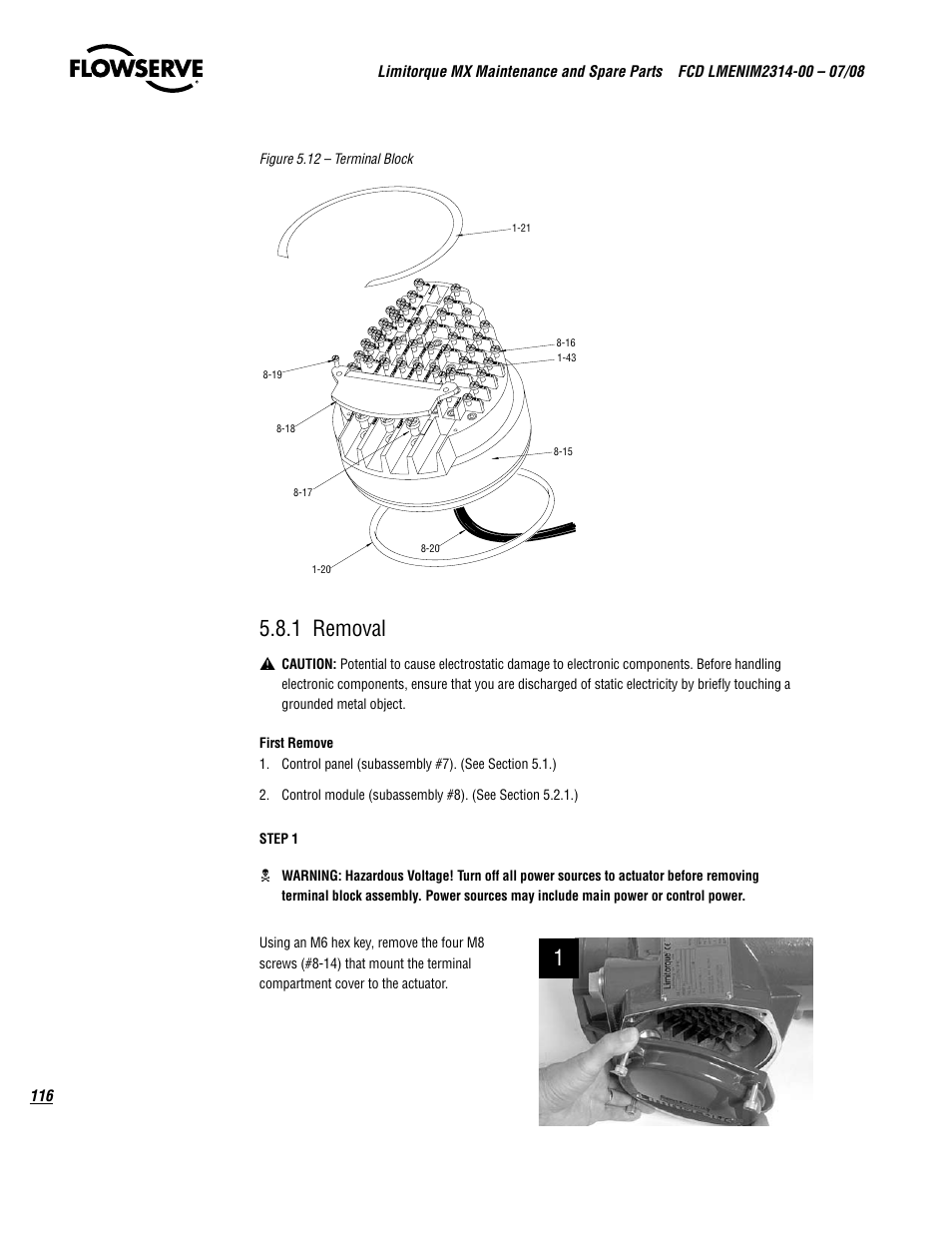 1 removal | Flowserve MX
 Limitorque User Manual | Page 124 / 164