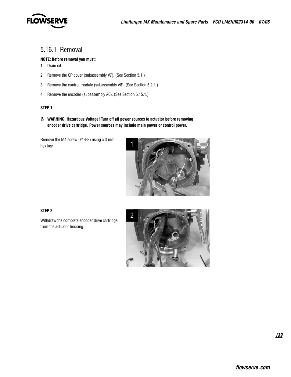 1 removal | Flowserve MX
 Limitorque User Manual | Page 147 / 164