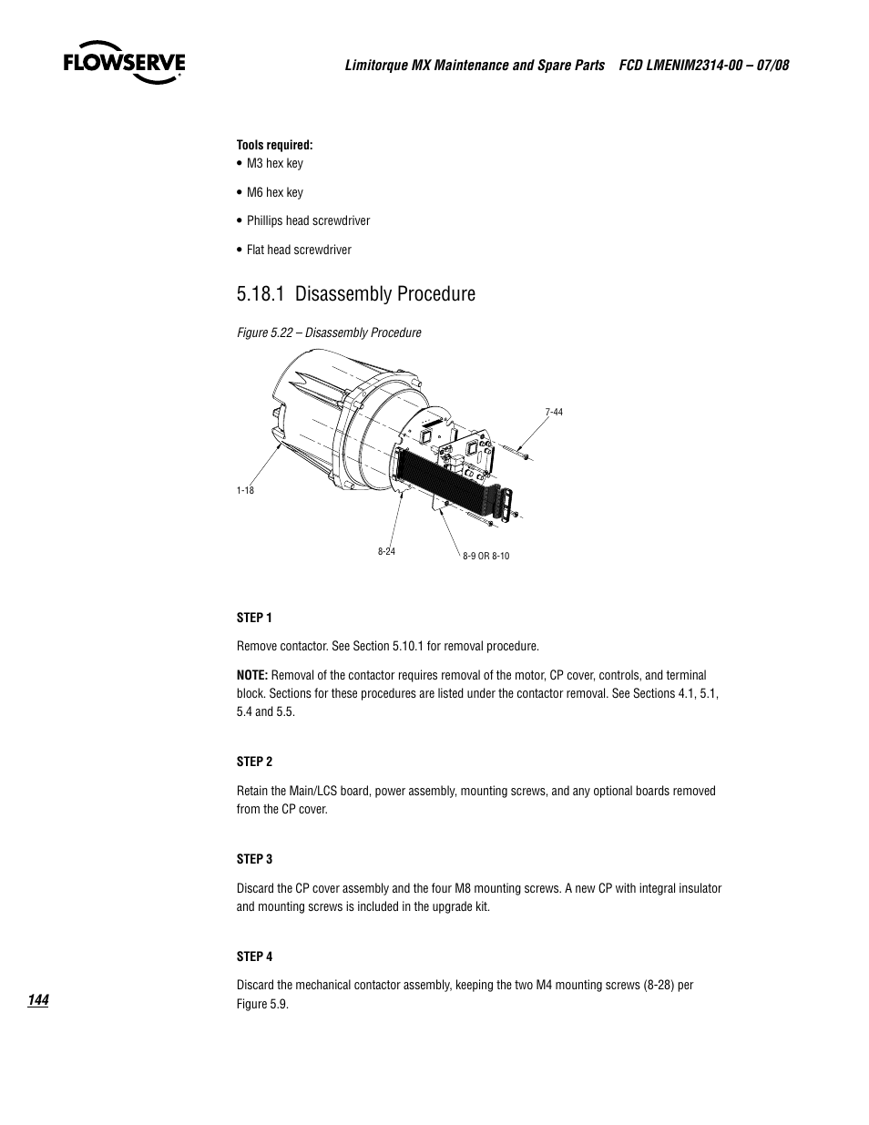 1 disassembly procedure | Flowserve MX
 Limitorque User Manual | Page 152 / 164