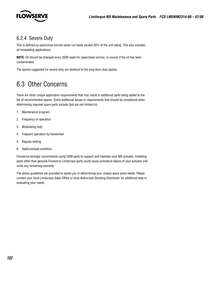 3 other concerns, 4 severe duty | Flowserve MX
 Limitorque User Manual | Page 160 / 164