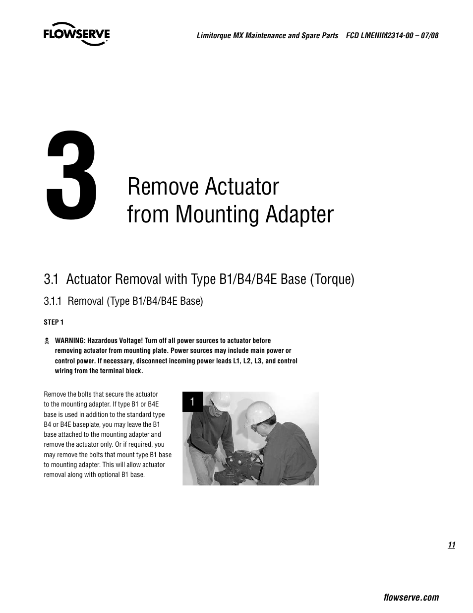 Remove actuator from mounting adapter | Flowserve MX
 Limitorque User Manual | Page 19 / 164