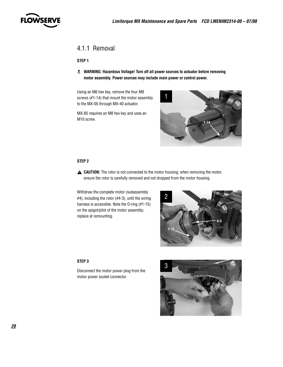 1 removal | Flowserve MX
 Limitorque User Manual | Page 28 / 164