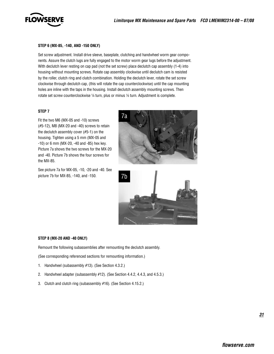 7a 7b | Flowserve MX
 Limitorque User Manual | Page 39 / 164