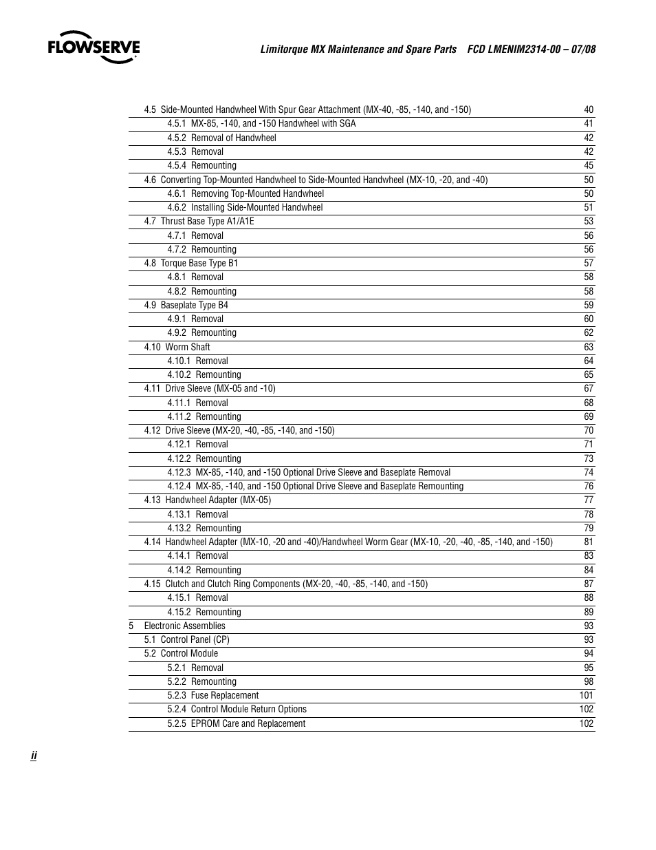 Flowserve MX
 Limitorque User Manual | Page 4 / 164