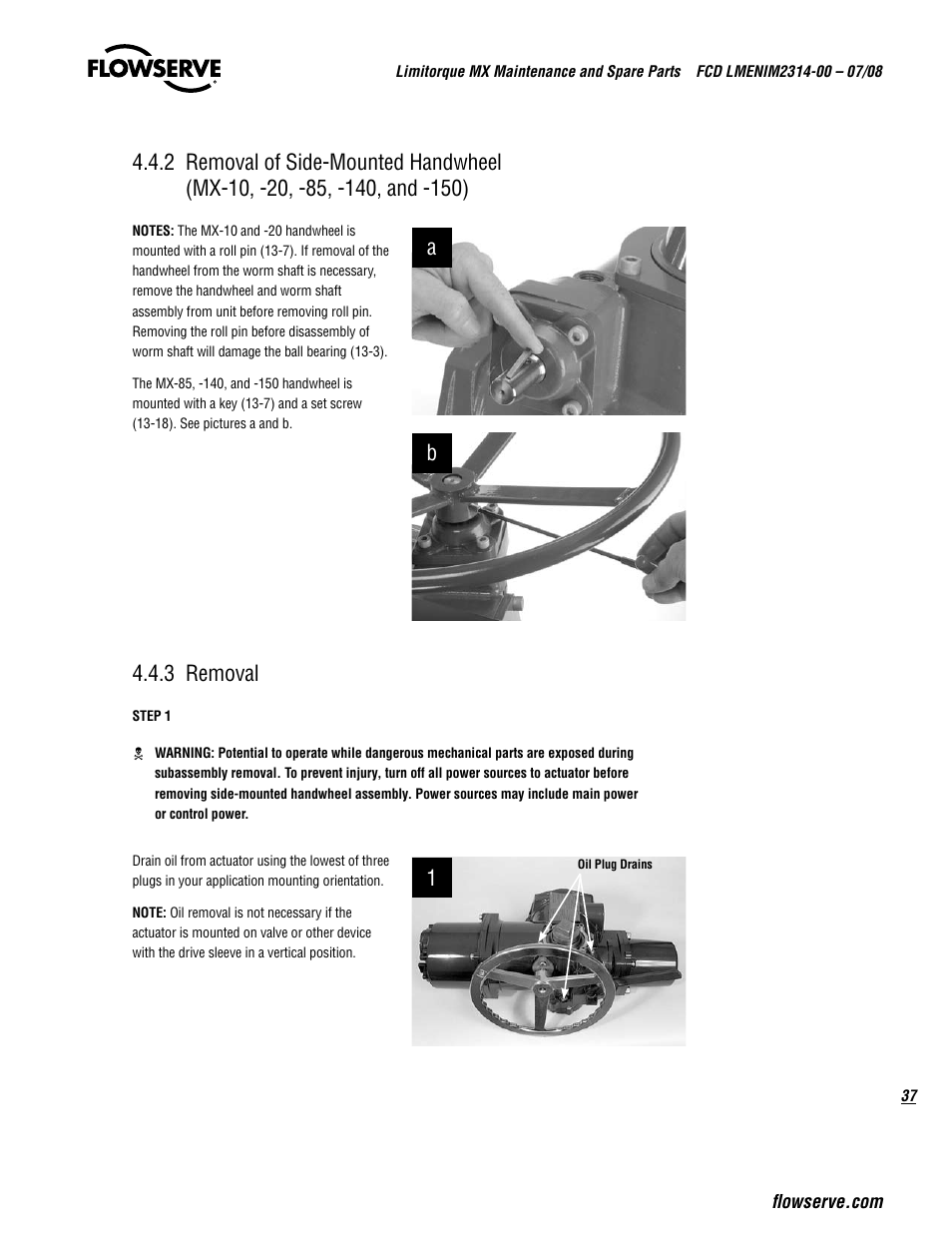 Ab 4.4.3 removal | Flowserve MX
 Limitorque User Manual | Page 45 / 164