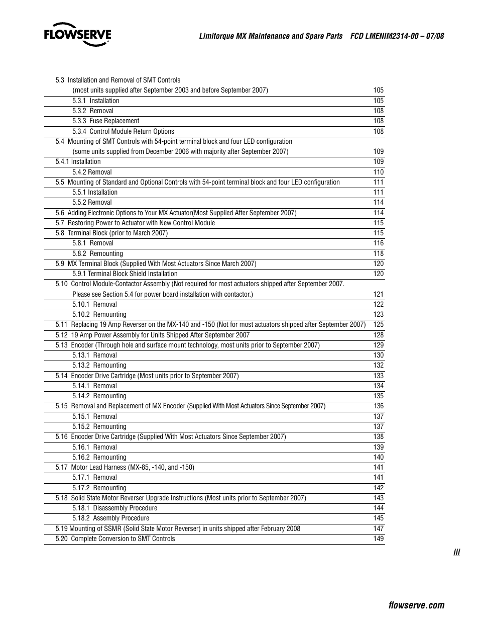 Flowserve MX
 Limitorque User Manual | Page 5 / 164