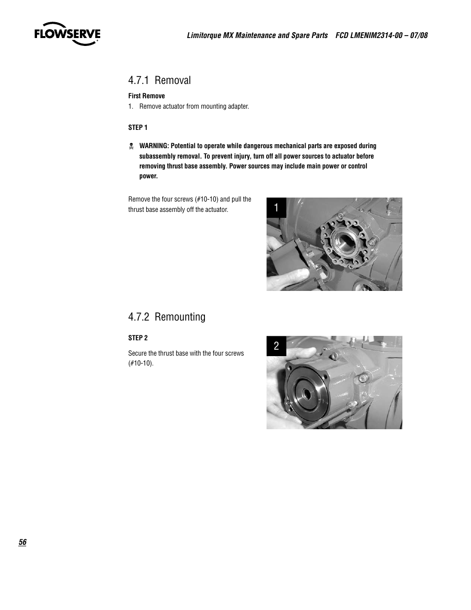 1 removal, 2 remounting | Flowserve MX
 Limitorque User Manual | Page 64 / 164