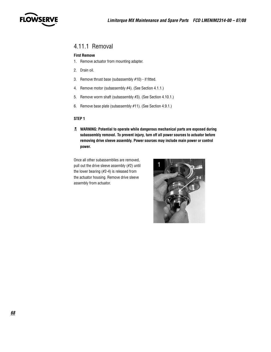 1 removal | Flowserve MX
 Limitorque User Manual | Page 76 / 164